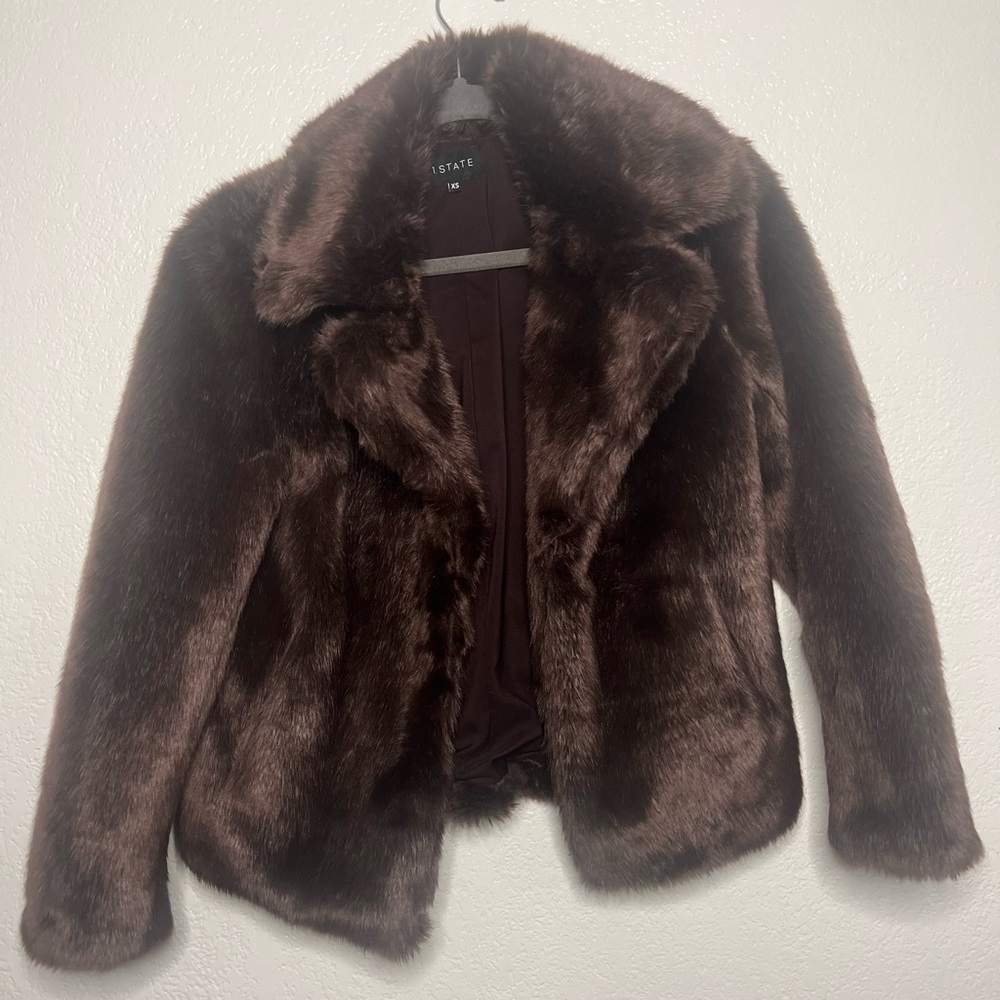 Faux Mink Jacket XS in Oxblood